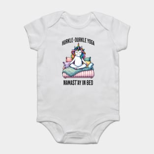 Hurkle-Durkle Yoga Namast'ay in my bed funny Scottish slang Baby Bodysuit